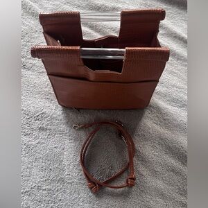 BEIS brown faux croc bag